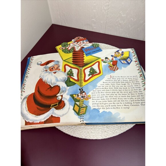 Santa's Workshop Vintage Christmas Pop Up Book White Plains Greeting Card 1951 - Picture 7 of 13